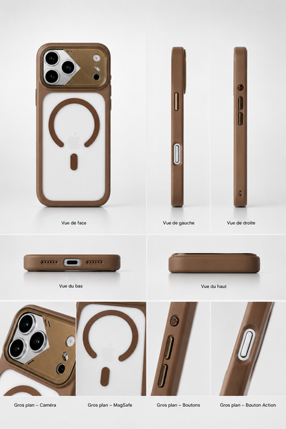 Cover Slide Pro iPhone 17 Pro – coloris Brun cache caméra protection