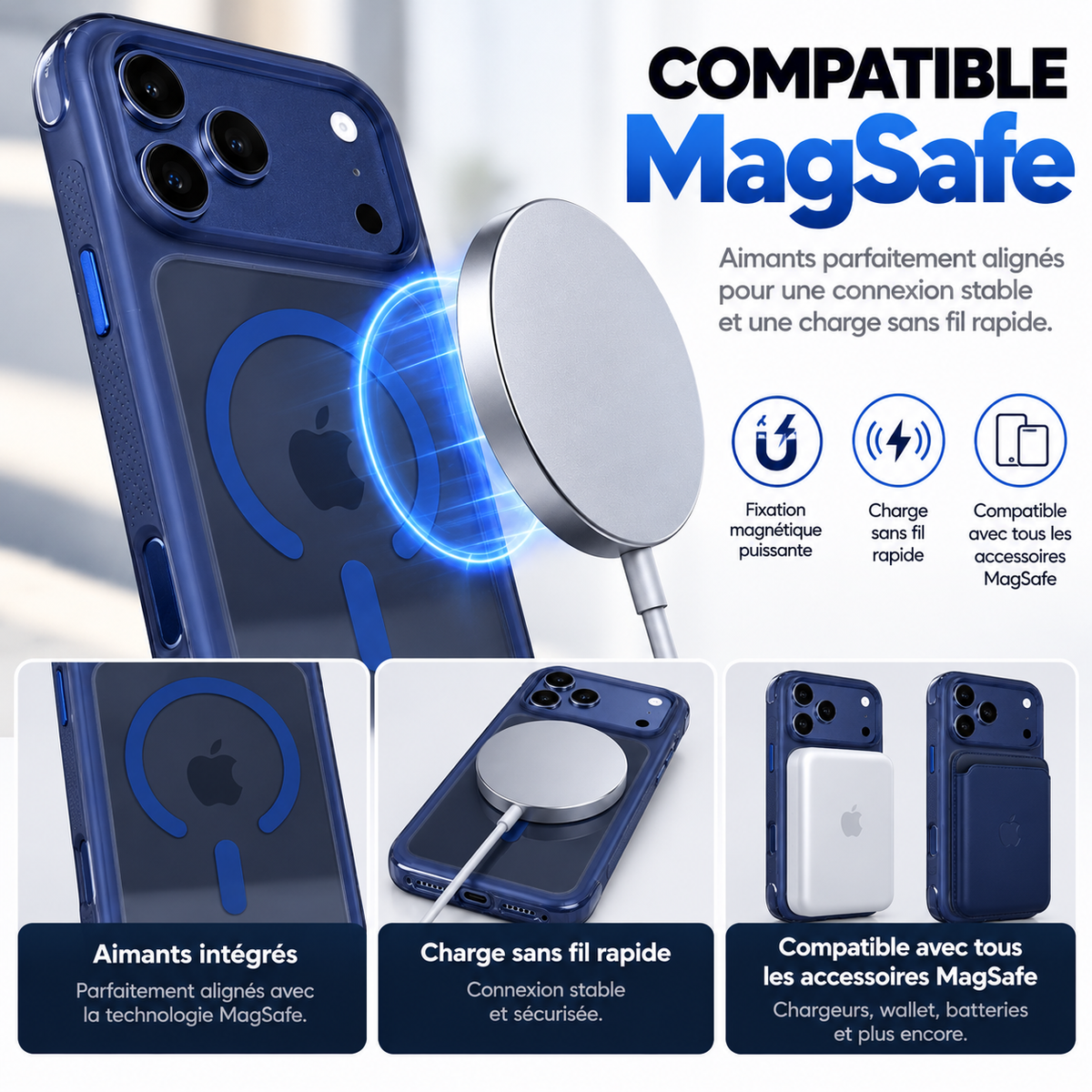 Coque MagSafe Bordures Airbag + Écran Privé Offert– iPhone 17 Pro & 17 Pro Max