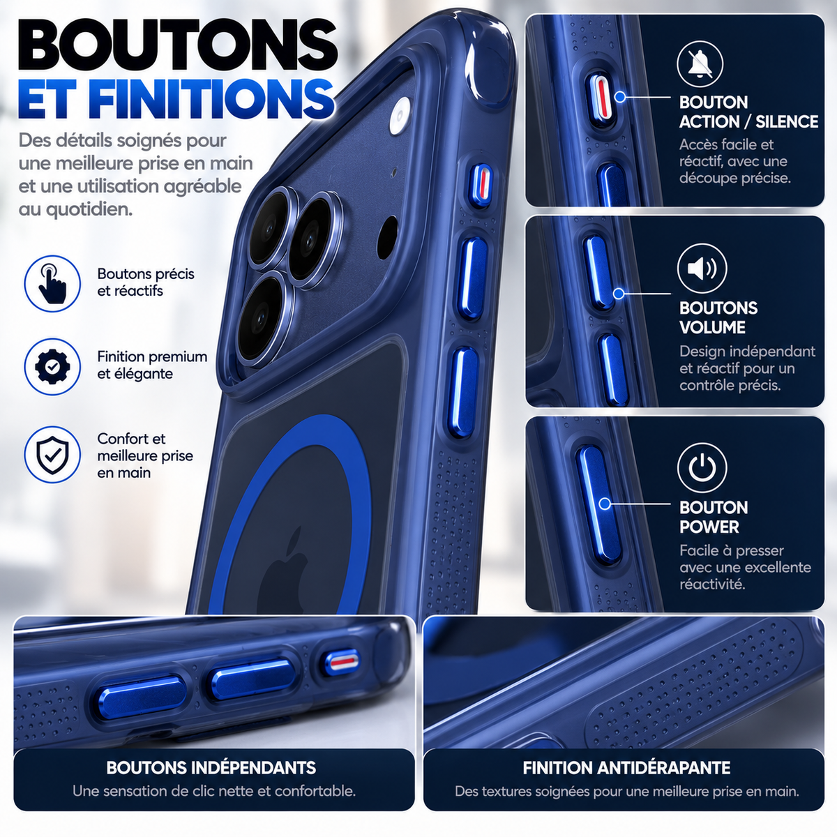 Coque MagSafe Bordures Airbag + Écran Privé Offert– iPhone 17 Pro & 17 Pro Max