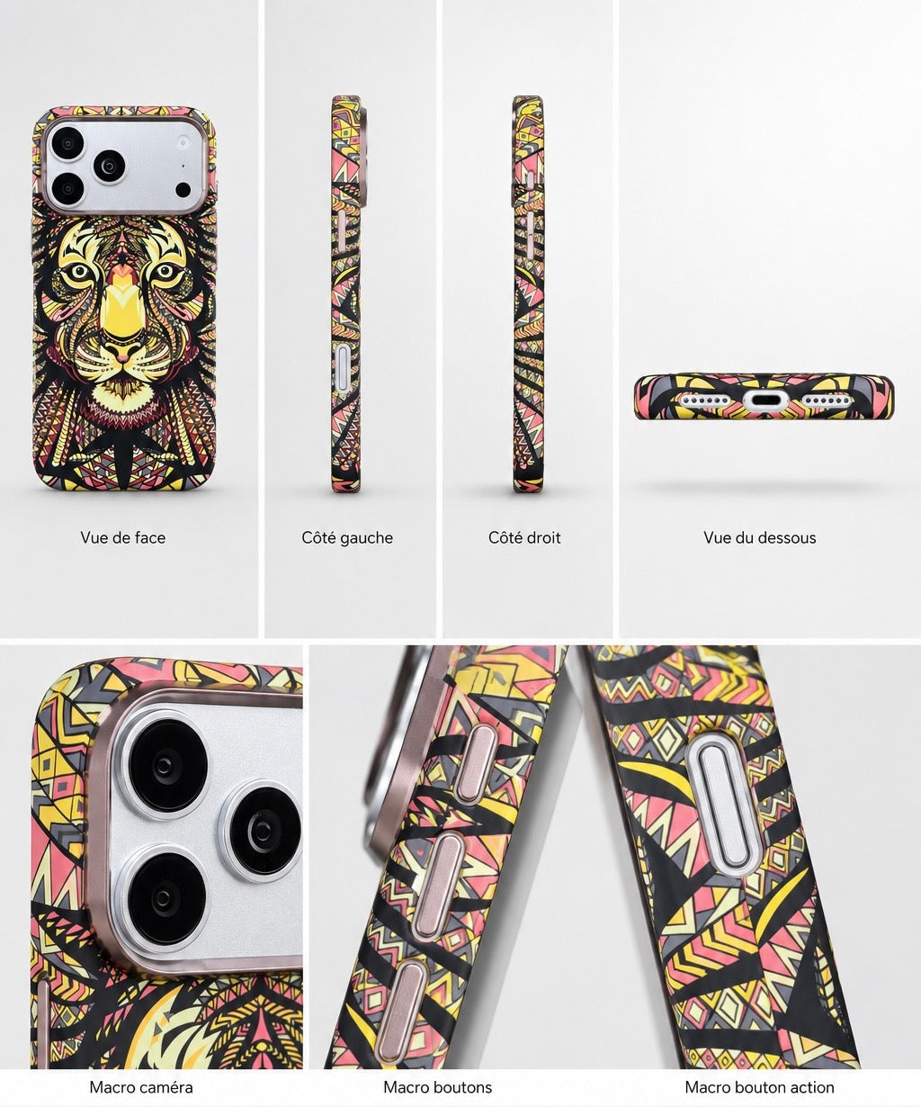 Coque Premium Tigre Aztèque — Design Exclusif | 🎁 Protection Écran OFFERTE