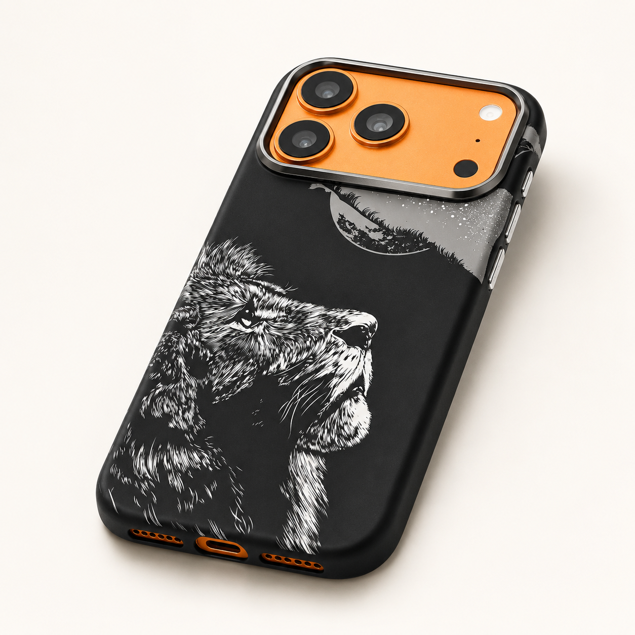 Coque Premium Fibre de Carbone — Design Exclusif Lion | 🎁 Écran de Protection Privé OFFERT